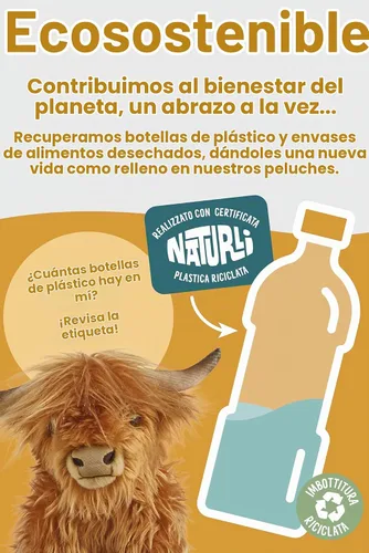 Vista 5 de Living Nature Highland Cow - Animal de peluche marrón Juguete de granja de felpa de primera calidad Regalo de juguete suave para niños