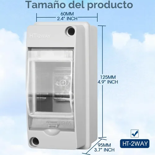 Vista 5 de Caja de Protección de Distribución Impermeable, Caja Eléctrica de Disyuntores de Plástico ABS y Cubierta Transparente IP65, para Disyuntor de Pared