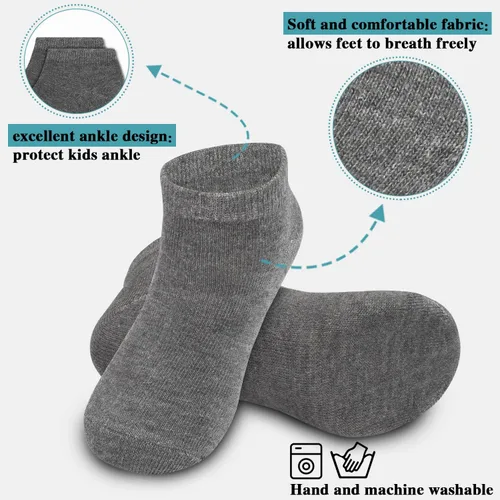 Vista 3 de Calcetines para niños, 25 pares de calcetines tobilleros para niños y niñas, calcetines de corte bajo sólido suave para la escuela para niños de 1 a