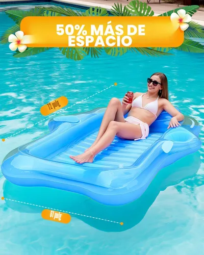 Vista 6 de Snowalva Inflatable Tanning Pool Lounger Float, Pool Floats Adult with Automatic Spray Cooling, 5 in 1 Suntan Tub Raft Floatie, Sunbathing Bed