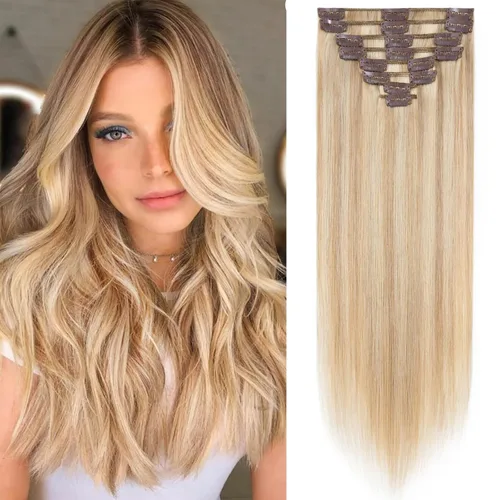 Vista 11 de S-noilite Extensiones de cabello humano con broches, cabello humano corto con clip, para mujer, cabello humano 100% Remy, cobertura de cabeza Marrón