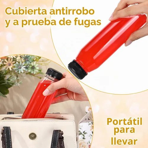 Vista 6 de Paquete de 48 botellas de jugo de 10 onzas con tapas, botellas de plástico