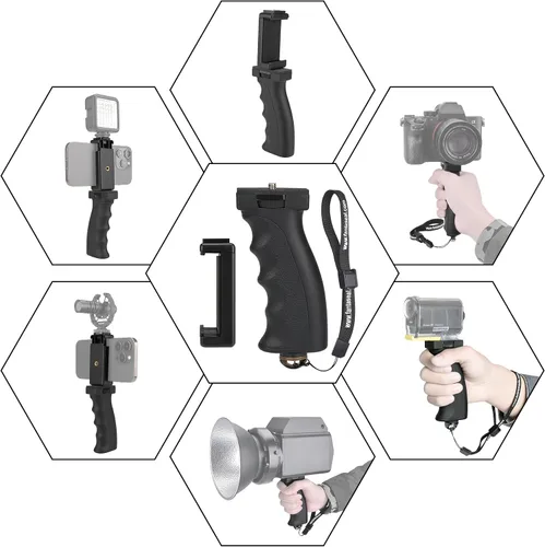 Vista 3 de Universal ergonómico anticaídas para teléfono móvil con mango estabilizador de montaje para selfie portátil, trípode para vlogging de mano, monopié