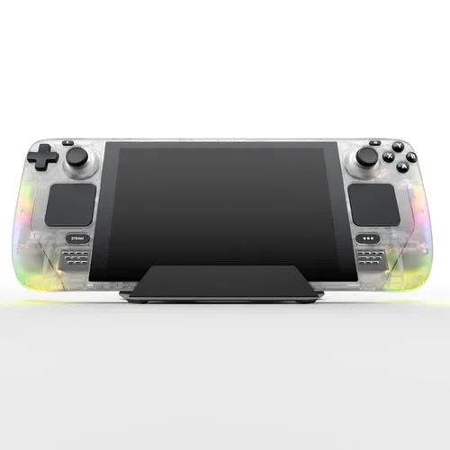 Vista 2 de JSAUX Transparent Case Set Front Cover PC0108 & Back Plate PC0106 RGB Vents Version Compatible for Steam Deck LCD- Front Cover & RGB Back Set Crystal