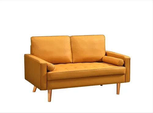 Vista 7 de Container Furniture - Sofá de piel sintética para la sala de estar moderna con cojines extraíbles y patas de madera maciza, sofá estilo lujoso