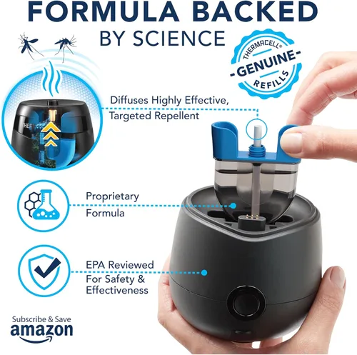 Vista 3 de Thermacell E55 E-Series - Repelente recargable contra mosquitos, paquete de 2 + paquete de recarga de 120 horas, zona de protección contra mosquitos