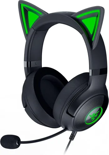 Vista 2 de Auriculares Razer Kraken Kitty V2 USB con cable RGB: Orejas de Kitty Chroma - Iluminación reactiva para transmisión - Micrófono cardioide HyperClear