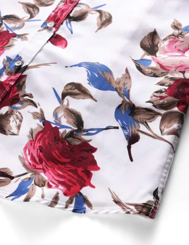 Vista 5 de Camisa de vestir hawaiana con botones y estampado floral para hombre
