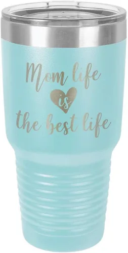Vista 14 de Vaso grabado con texto en inglés "MOM LIFE IS THE BEST LIFE Engraved 30oz" grabado con láser en polvo de acero con revestimiento de polvo taza