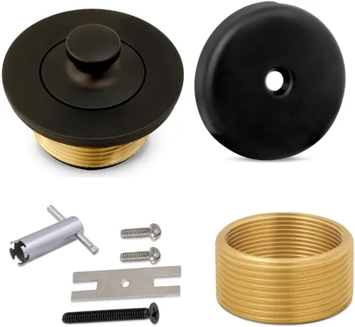 Vista 9 de Kit de drenaje y desbordamiento de bañera Lift & Turn - Conjunto universal de drenaje de bañera de latón con placa frontal de desbordamiento de un