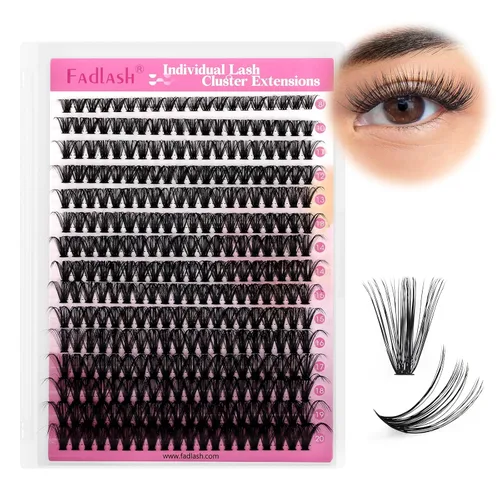 Vista 27 de Extensiones de pestañas individuales de 120 unidades, racimos de pestañas con rizado D, bandeja de longitud mixta, extensiones de pestañas