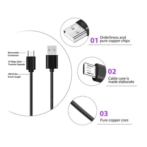 Vista 5 de Cable de carga de 10 pies compatible con Fujifilm INSTAX Share SP-2, SP-3, Mini Link, Polaroid Zip, HP Sprocket, Polaroid Mint, Kodak