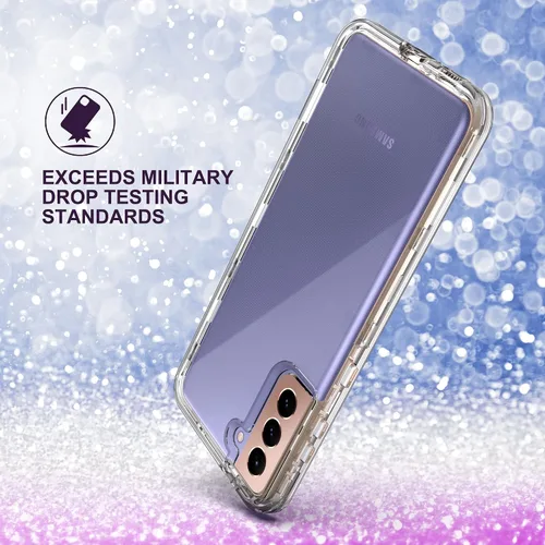 Vista 3 de KIOMY Funda transparente para Samsung Galaxy S21+ / S21 Plus 5G, 3 en 1, a prueba de golpes, funda protectora para teléfono, carcasa