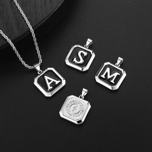 Vista 7 de LUXEJEW Collares con inicial para hombres y mujeres, delicado colgante de letra, collar de cadena para hombre, joyería para hombre