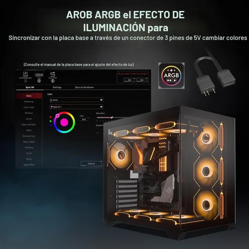 Vista 4 de DARKROCK Ventiladores de caja con diseño de espejo infinito F120 3in1 4.724