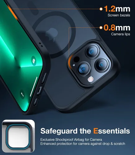 Vista 5 de TORRAS Funda magnética más fuerte para iPhone 14 Pro, 12 pies de grado militar probado en caídas, compatible con MagSafe, silicona mate protectora