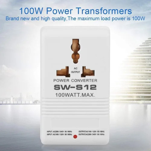 Vista 4 de Convertidor de corriente de 100 W AC110V/120V a 220V/240V Step-Up&Down convertidor de voltaje adaptador de viaje transformador