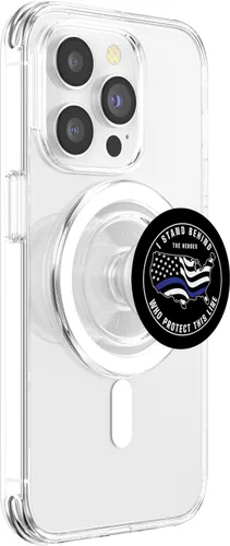 Vista 3 de Back The Blue - Bandera de línea azul delgada bandera de policía PopSockets PopSockets PopGrip: agarre intercambiable para teléfonos y tabletas