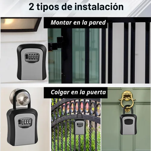 Vista 5 de L Caja de cerradura grande con llave, 4.5"x3.7"x1.5" impermeable Kirsite Lockbox Caja de bloqueo de combinación para llaves al aire libre, caja