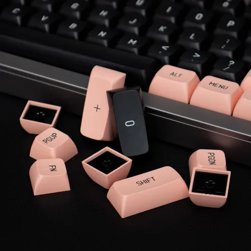 Vista 7 de Teclas rosadas y negras de 150 teclas Doubleshot MSA Profile Custom Keycaps para teclado de juegos 61/64/68/84/87/96/104/108