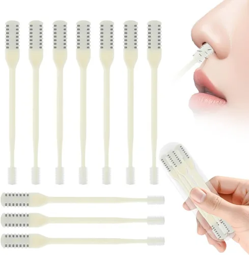 Vista 19 de Cortador de pelo nasal 2 en 1, recortador manual de doble cara con cepillo, cuchillo de nariz giratorio de 360° para hombres y mujeres, herramienta