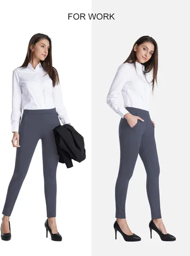 Vista 4 de Bamans Pantalones de vestir de yoga ajustados para mujer con control de abdomen