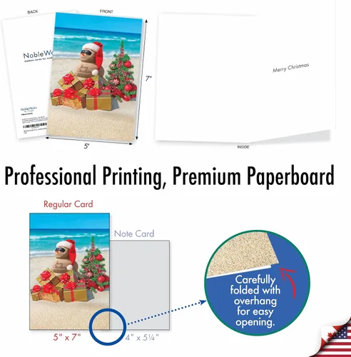 Vista 4 de The Best Card Company Paquete de 12 tarjetas de Navidad con sobres, humor navideño para hombres y mujeres (1 diseño, 12 tarjetas) – Playa tropical