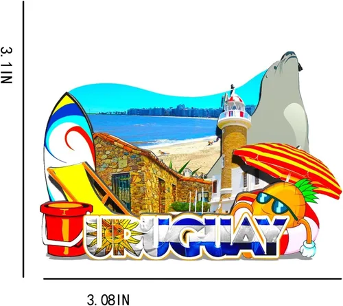 Vista 3 de Uruguay Uruguay imán de nevera de madera 3D monumentos de viaje coleccionables, recuerdos, decoración hecha a mano -586