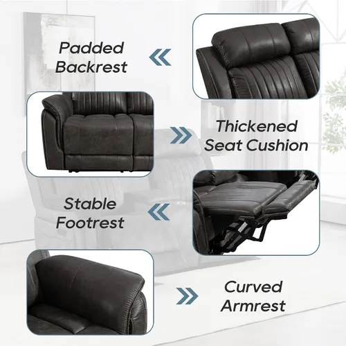 Vista 5 de Zero Gravity Power - Juego de sofá reclinable de 2 piezas con reposacabezas ajustable, sofá reclinable eléctrico y sofá biplaza con puntos de carga
