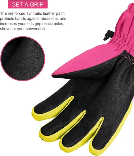 Vista 5 de ThxToms Guantes de invierno para niños, impermeables, guantes de nieve para niños y niñas, clima frío, deportes al aire libre, snowboard, bicicleta