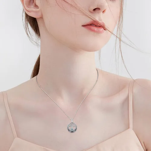 Vista 7 de Midir&Etain Tree of Life Necklace for Women 925 Sterling Silver Evil EyeMoon Pandent Celtic Jewelry Gifts for Women Mother
