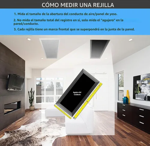 Vista 8 de HVAC Premium Rejilla de Suministro de Aire de 1 Vía de 10'' X 6'' - Tapa de Ventilación y Difusor - Cara Plana Estampada - Blanco