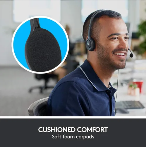 Vista 3 de Logitech Auriculares estéreo H111 con conector de audio de 0.1 in - Negro