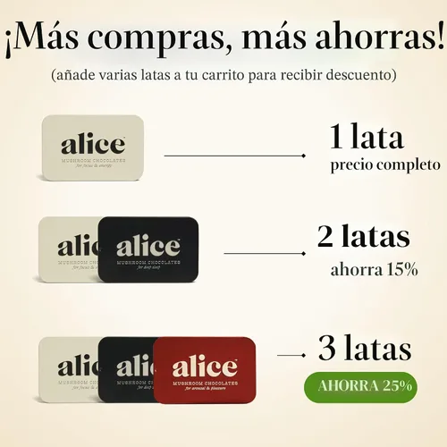Vista 2 de Alice Mushrooms Brainstorm Chocolates de Hongos Bocados Energéticos para Concentración, Claridad y Función Cognitiva Melena de León, Hongos