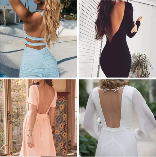 Vista 5 de Autbre Sujetador sin tirantes para mujer, sin espalda, con relleno, invisible, reutilizable, con relleno