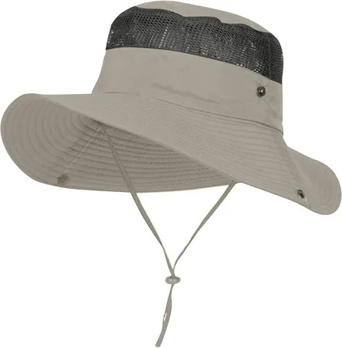Vista 5 de Sombrero de sol con UPF 50 de ala ancha para pesca de verano para actividades al aire libre Beige