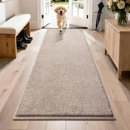 Vista 26 de PURRUGS Tapete para puerta con atrapamiento de suciedad, 20 x 31.5 pulgadas, antideslizante, lavable a máquina, tapete para puerta de perro, tapete