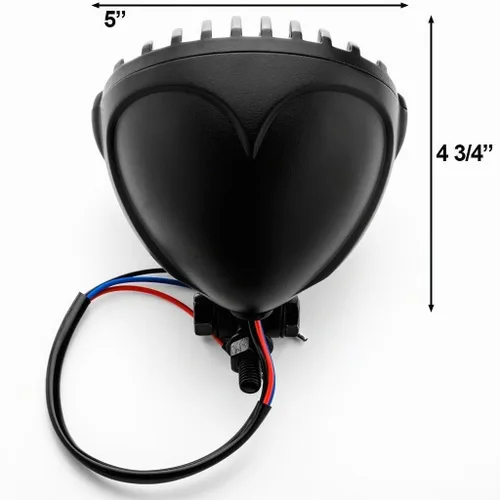 Vista 6 de Parrilla de faro delantero de motocicleta de 5 pulgadas para Chopper en estilo prisión, Bobber, lámpara frontal (Negro)