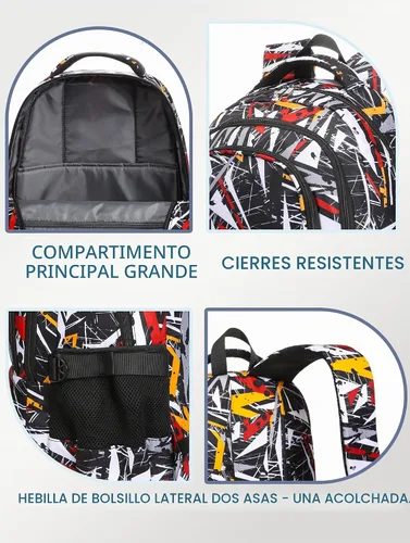 Vista 5 de BLUEFAIRY Mochila infantil para niños primaria, primaria, escuela secundaria, bolsas de libros para libros de regreso a clases, mochila con Negro