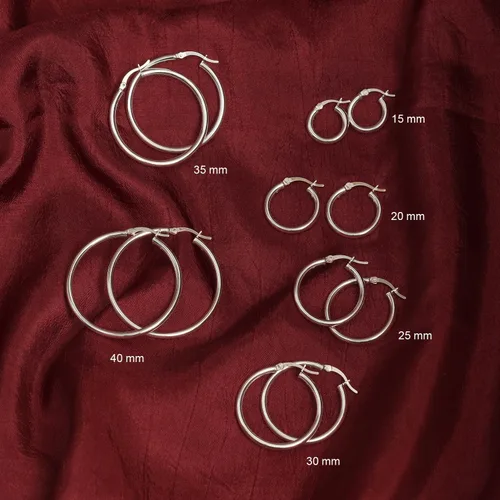 Vista 6 de Charmsy 925 Sterling Silver Hoop Earrings Lightweight 2.5mm Thick Round Italian Classic Hypoallergenic Hoop Earrings for Women Teen 15mm 20mm 25mm
