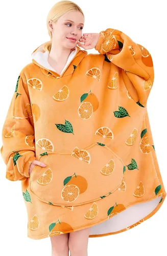 Vista 9 de Moinlizy - Sudadera con capucha tipo manta extragrande, portátil con capucha y bolsillo, de grueso sherpa, para mujeres y hombres adultos