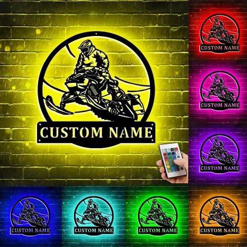 Vista 19 de Arte de pared de metal personalizado para motocross con luz LED, luz nocturna personalizada con nombre de motocross, decoración de lámpara de neón