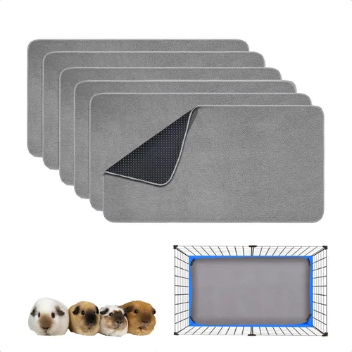 Vista 13 de Forro para jaula de conejillo de indias, paquete de 2 – Lavables, reutilizables, a prueba de fugas, almohadillas de cama de vellón para animales