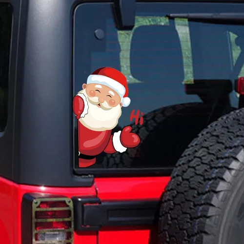 Vista 16 de Pegatina Navideña de Papá Noel Asomado, Lindas Pegatinas de Venado y Muñeco de Nieve para Ventana, Adhesivos para Parachoques de Coche, Adornos