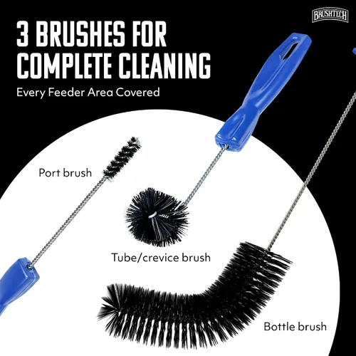 Vista 3 de Brushtech Kit de limpieza de comedero de colibrí, juego de cepillos de precisión de doble acción, 3 cepillos especiales para alimentadores
