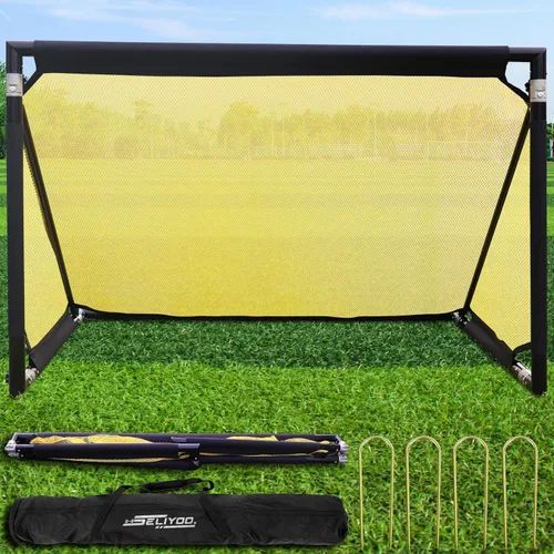 Vista 10 de Soccer Goal 4×2.5/5×3/6×3 FT Aluminum Soccer Goals for Backyard Azul