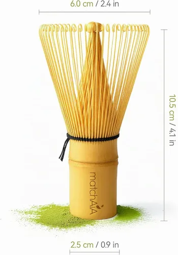 Vista 3 de MatchAiA Batidor de bambú matcha prémium (Chasen) – Batidor de té japonés tradicional hecho a mano de 100 puntas para matcha ceremonial y lattes