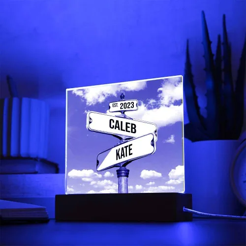 Vista 7 de Placa acrílica personalizada, letrero de calle vintage para parejas, letrero de calle Crossroads el mejor regalo para parejas, nombre personalizado