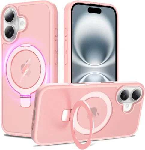 Vista 17 de Funda con soporte ultra magnético para iPhone 15 Pro [protección militar contra caídas] [compatible con MagSafe] a prueba de golpes, translúcida