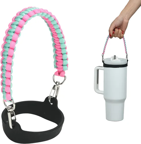 Vista 13 de Wongeto Correa con Asa para Botella de Agua - Compatible con Botella de Agua Stanley - Asa de Paracord para Accesorios de Vaso Stanley